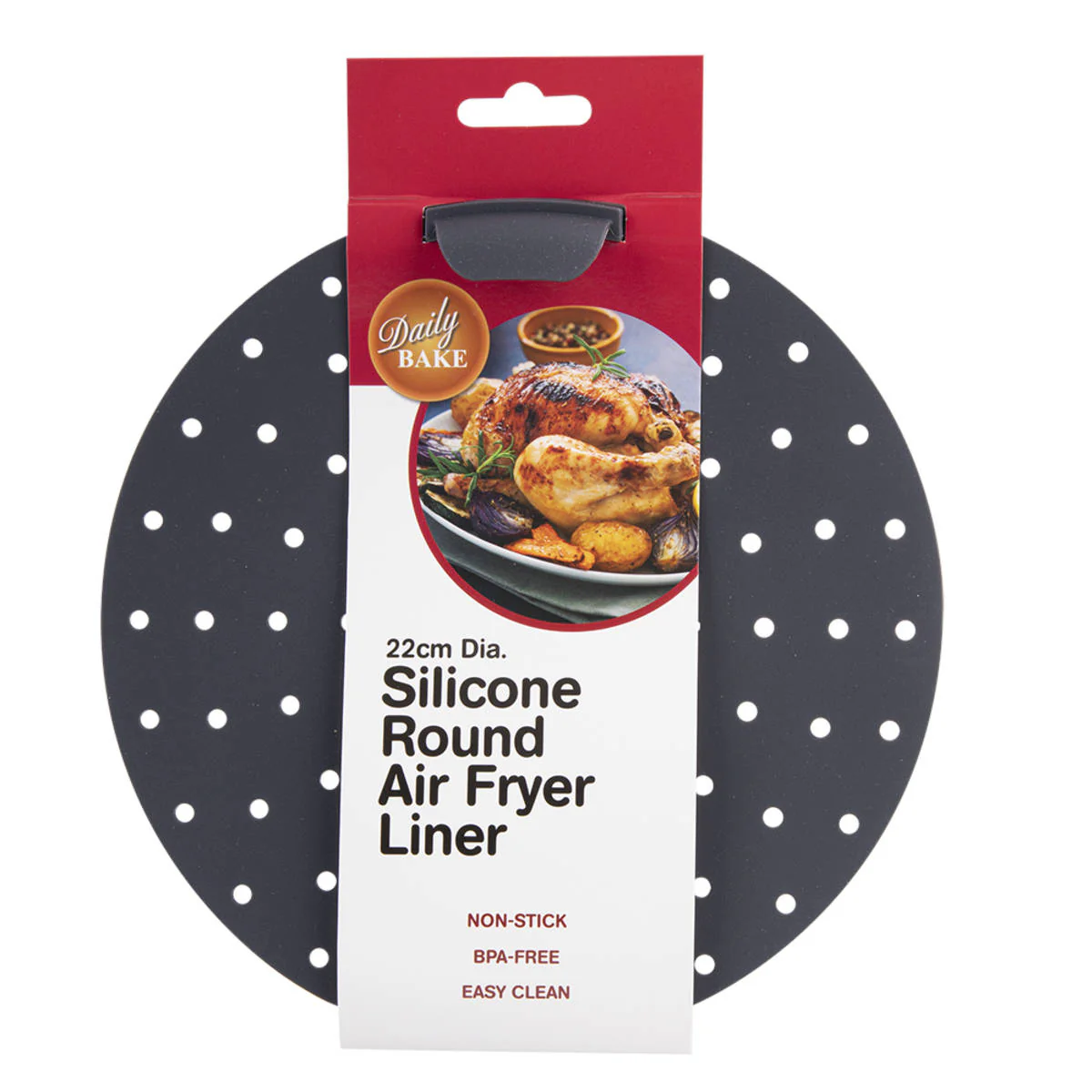 Daily Bake Silicone Round Air Fryer Liner Charcoal 22cm - Image 3