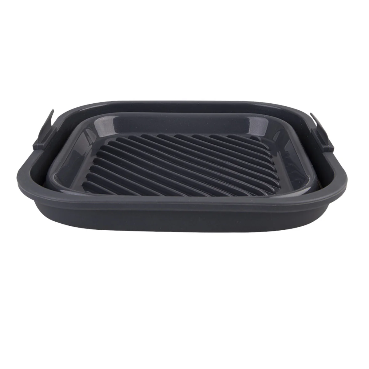 Daily Bake Silicone Square Collapsible Air Fryer Basket Charcoal 22cm - Image 3