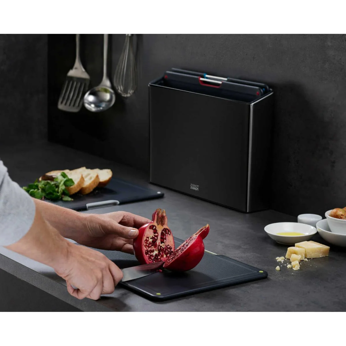 Joseph Joseph Folio Steel Chopping Board Black Set of 4 - Image 4