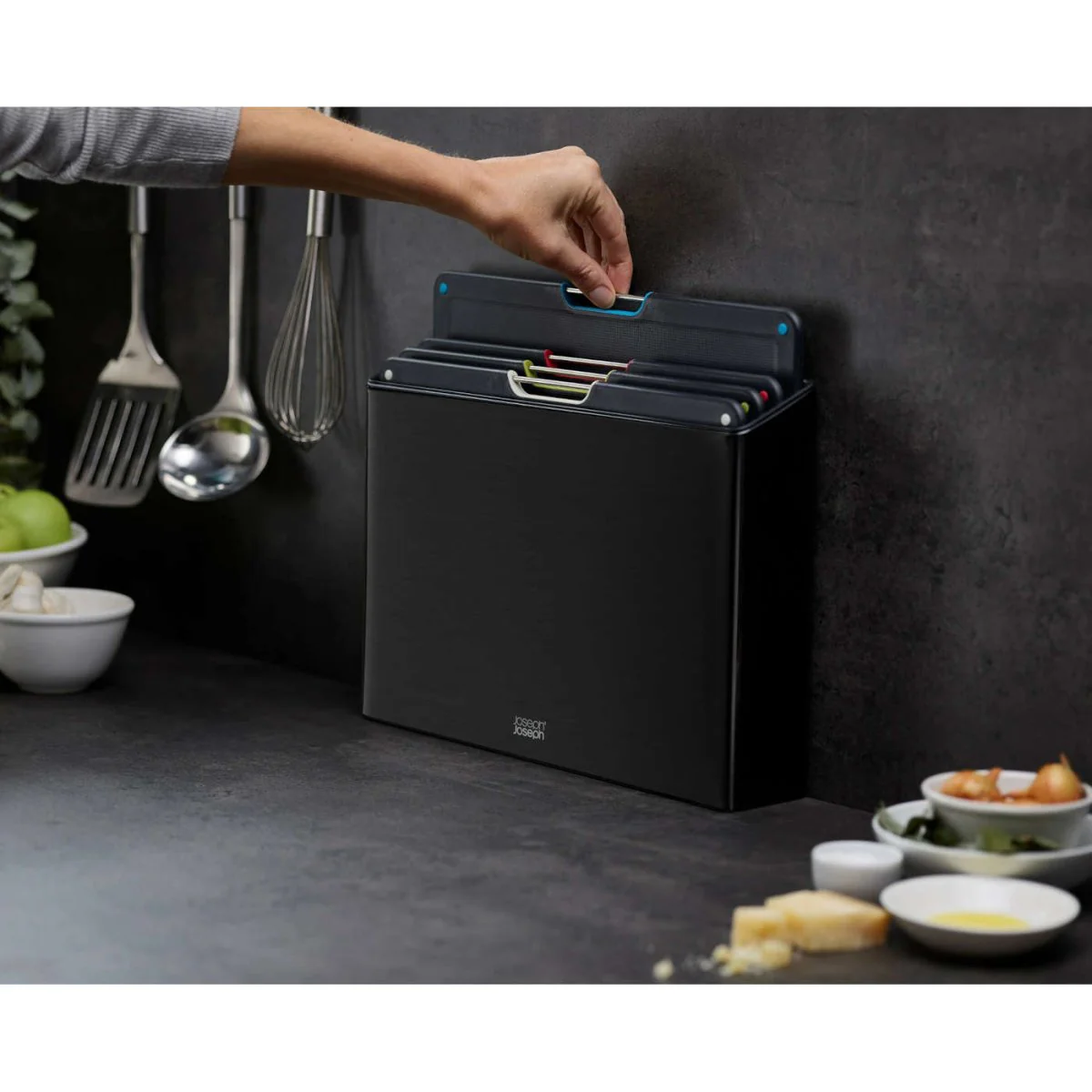 Joseph Joseph Folio Steel Chopping Board Black Set of 4 - Image 5