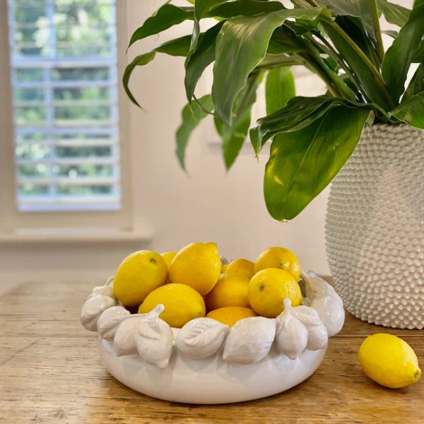 Mediterranean Market Lemon Bowl White 33cm - Image 3