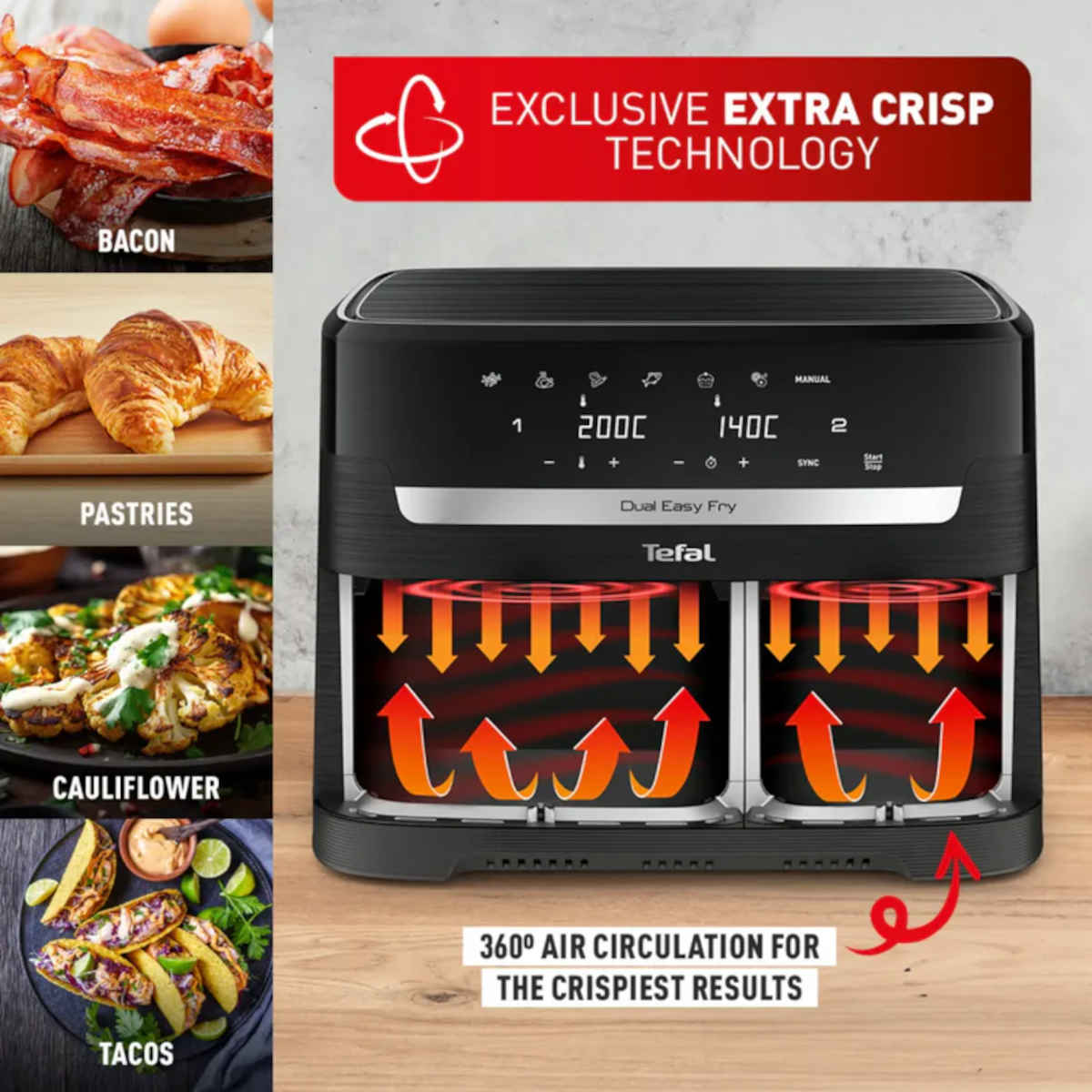 Tefal Dual Easy Fry Essential Drawer Air Fryer XXL Black - Image 6