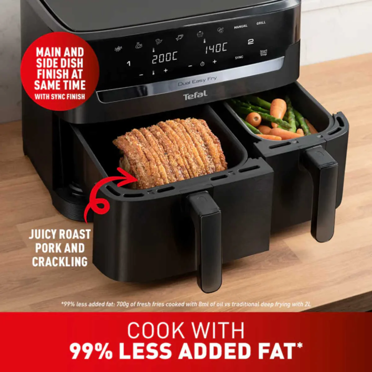 Tefal Dual Easy Fry Essential Drawer Air Fryer XXL Black - Image 7