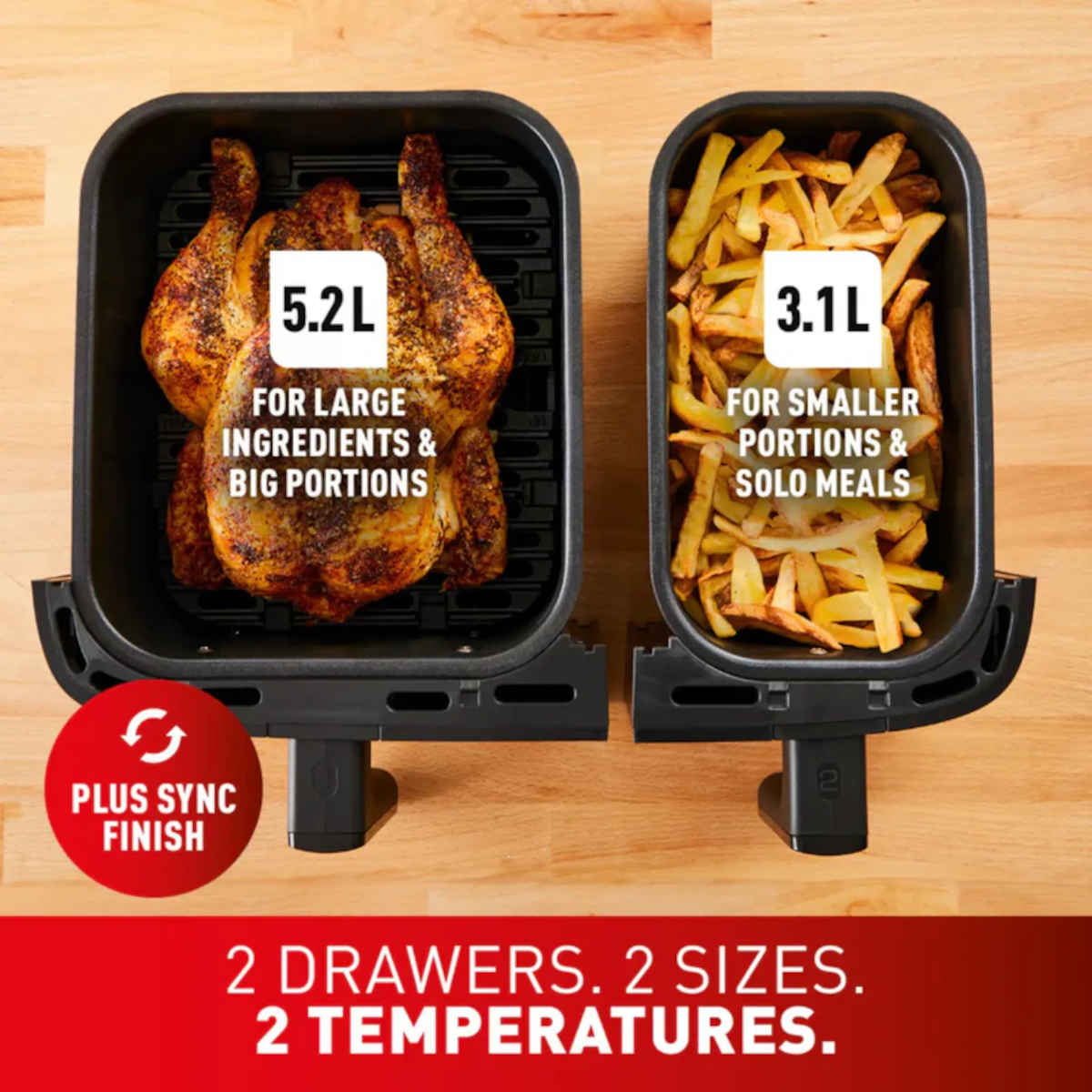 Tefal Dual Easy Fry Essential Drawer Air Fryer XXL Black - Image 8